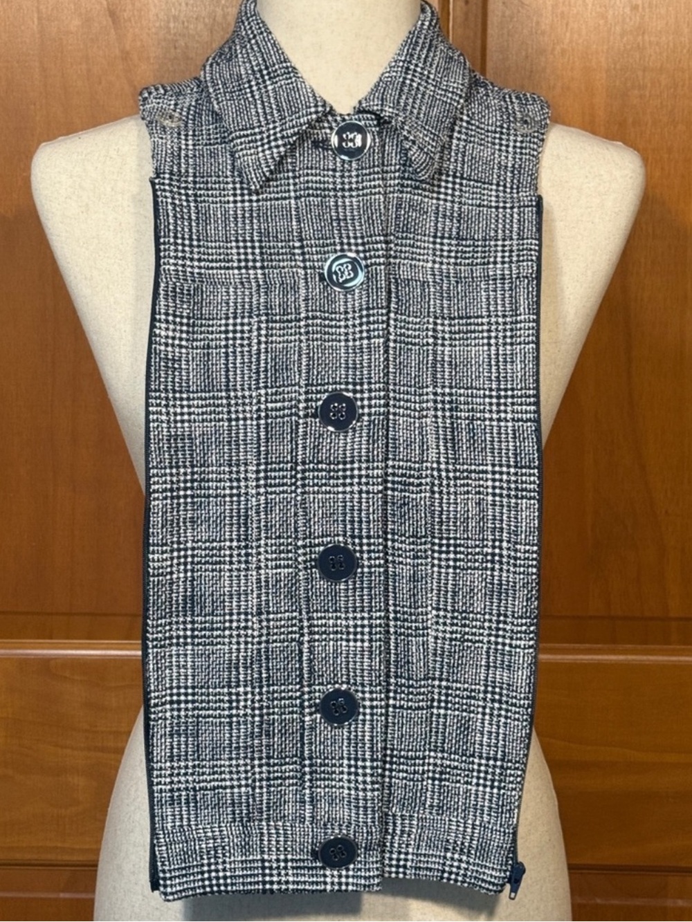 $248 Veronica Beard Glen Plaid Blue White Dickey Jacket insert sz 00-14